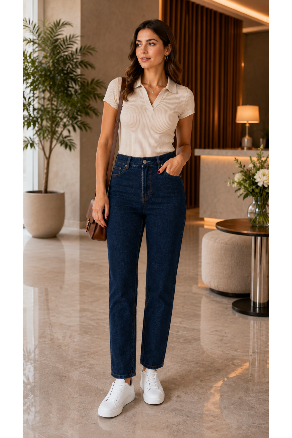 Kadın Yüksel Bel Boyfriend Denim Pantolon
